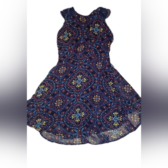 Its Pink Navy Blue Mini Dress With Colorful Design Sleeveless Size Small - Picture 2 of 11